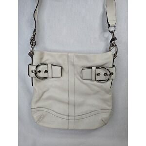 Coach Soho White Cowhide Leather Flap Buckle Hobo Shoulder Bag Handbag H05Q-1452